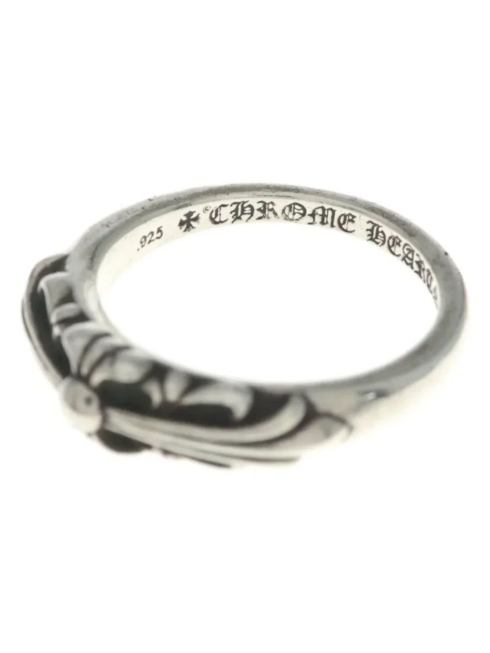Chrome Hearts Baby Classic Floral Black Sling Silver Ring